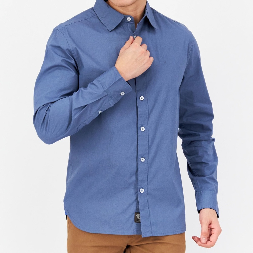 Vince Camuto MenClassic Fit Solid Long Sleeves Casual Shirt, Stone Blue, size S